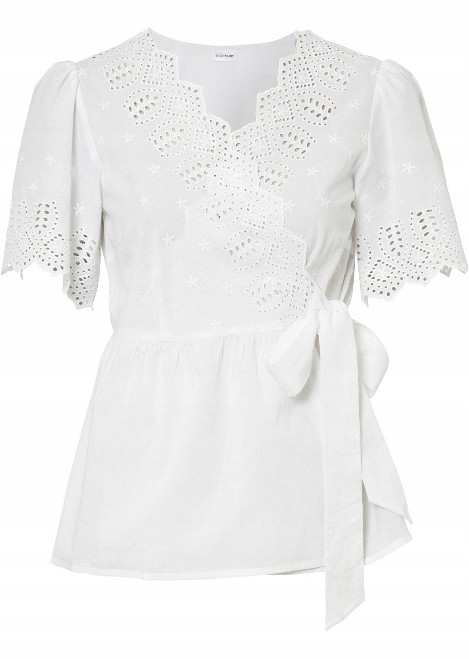 46 Bonprix WW BIAŁY TOP Z HAFTEM Rozmiar 46