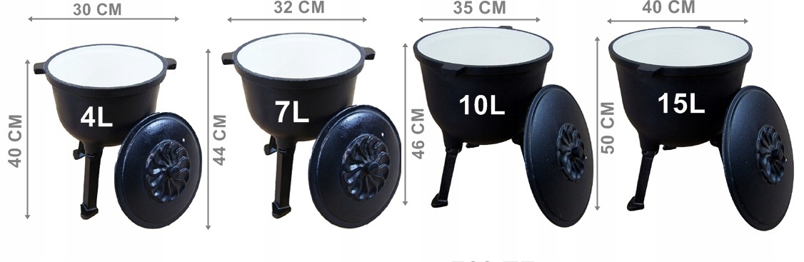 KOCIOŁEK MYŚLIWSKI ŻELIWNY GARNEK EMALIOWANY 10L. Producent inna