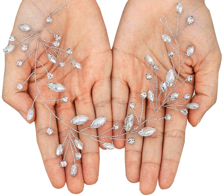 Opaska ślubna Srebrna gałązka ozdoba na druciku cyrkonie kryształki bogata Marka Inna marka