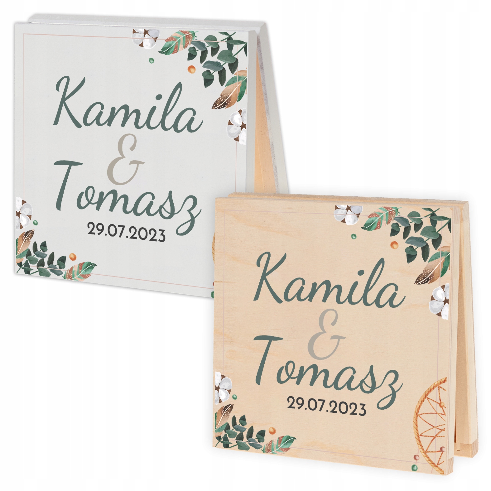 PUDEŁKO DREWNIANE ZAPROSZENIE DLA RODZICÓW NA ŚLUB WESELE BOHO Z2 Marka Wyczaruj Prezent