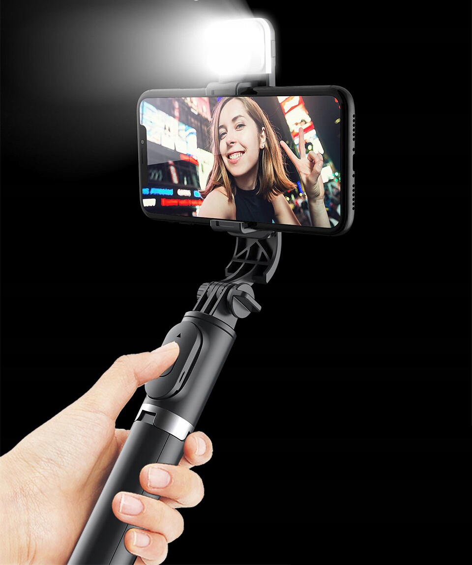 MONOPOD SELFIE STICK LED STATYW NA TELEFON SOLIDNY Kijek Statyw Bluetooth Marka inna