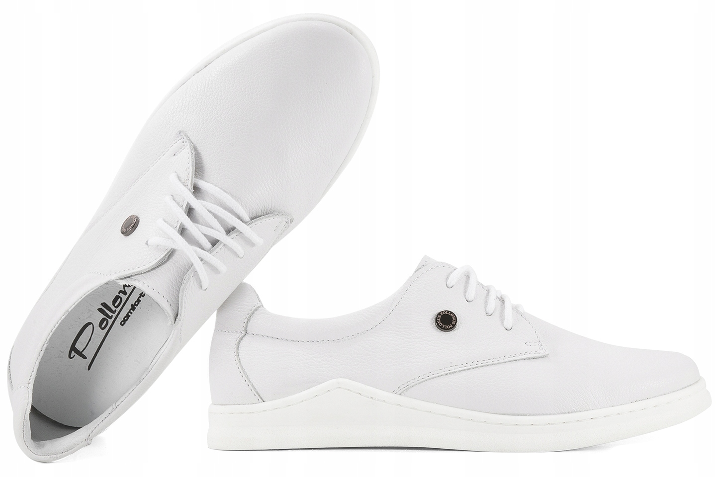 Pollonus 1507 Dámské Kožené Polobotky bílé 37