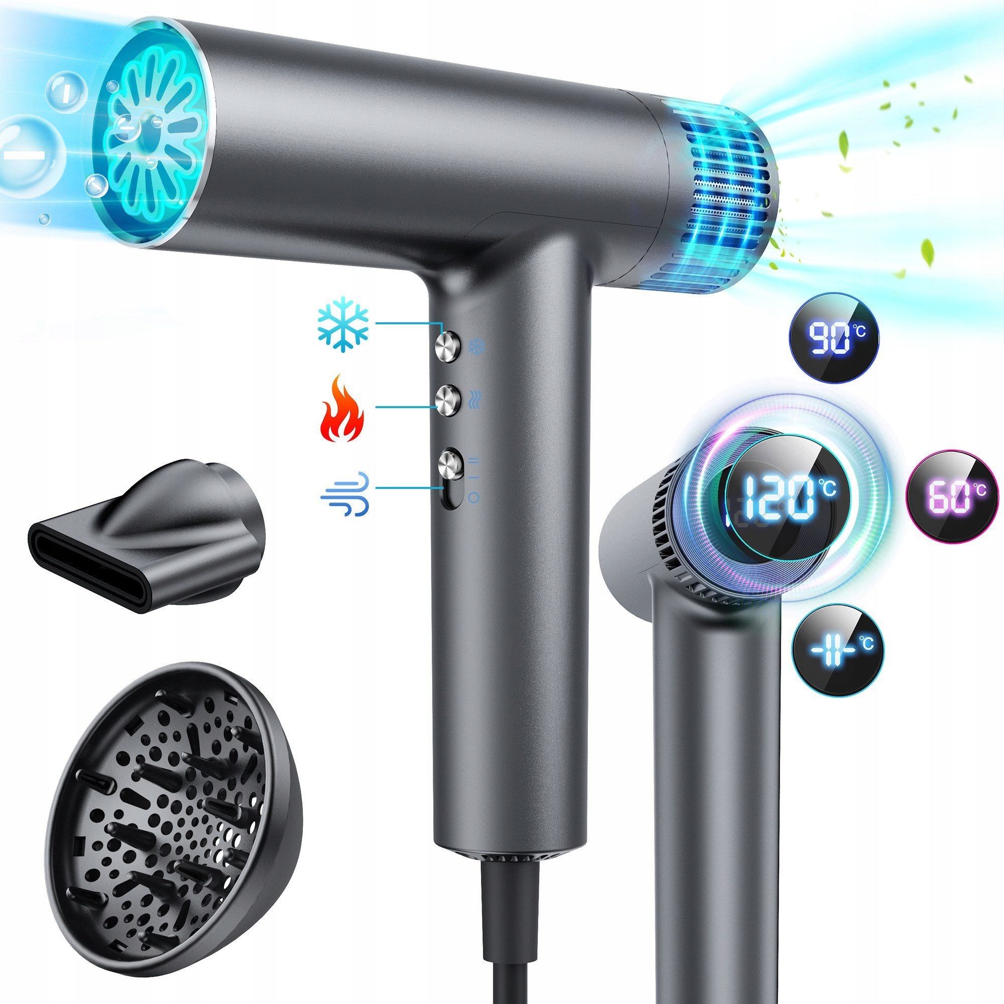 Bezkartáčový vysoušeč vlasů Vysoušeč vlasů s difuzérem