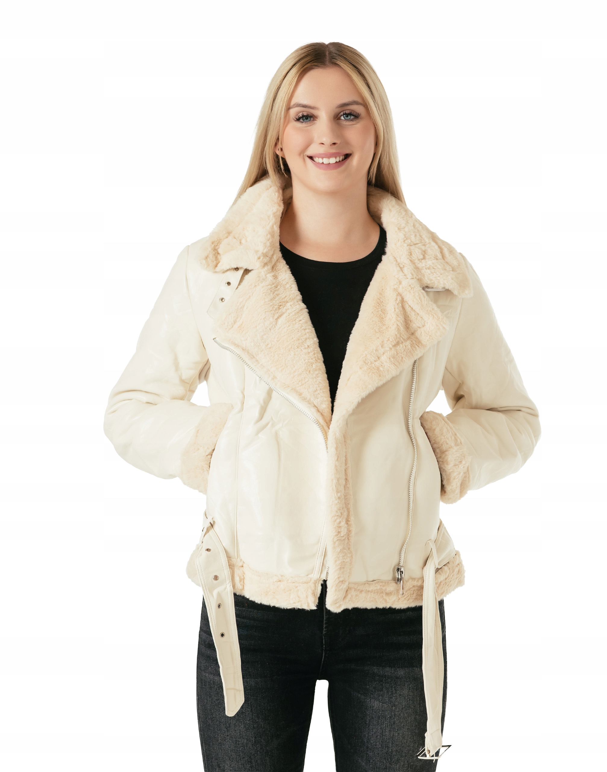 Velká teplá dámská bunda Pilotka Zateplená Kožíšek Zima Vánoce 81057-3 4XL