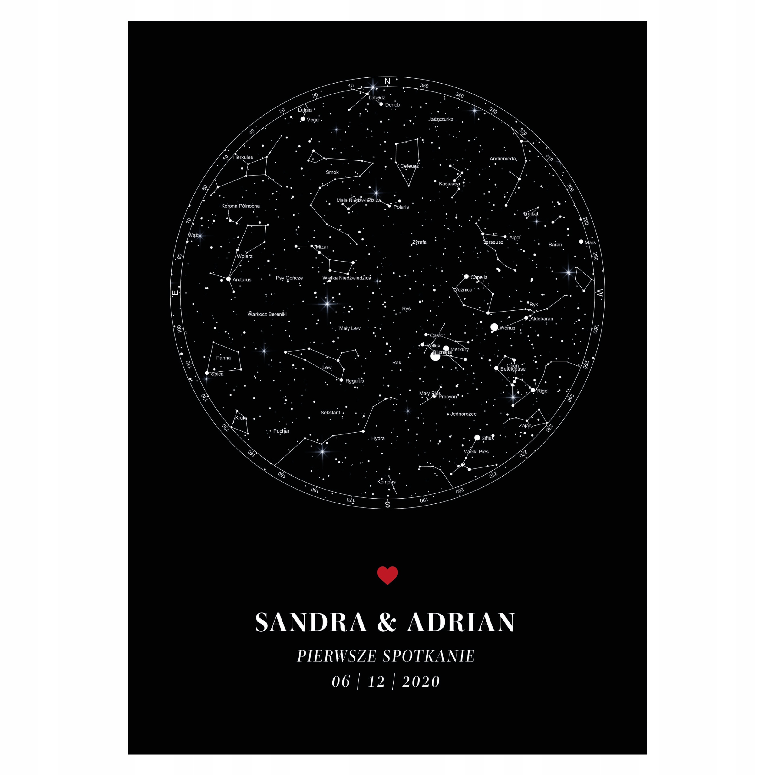 

Personalizowany plakat Mapa Układ Gwiazd 21x30cm
