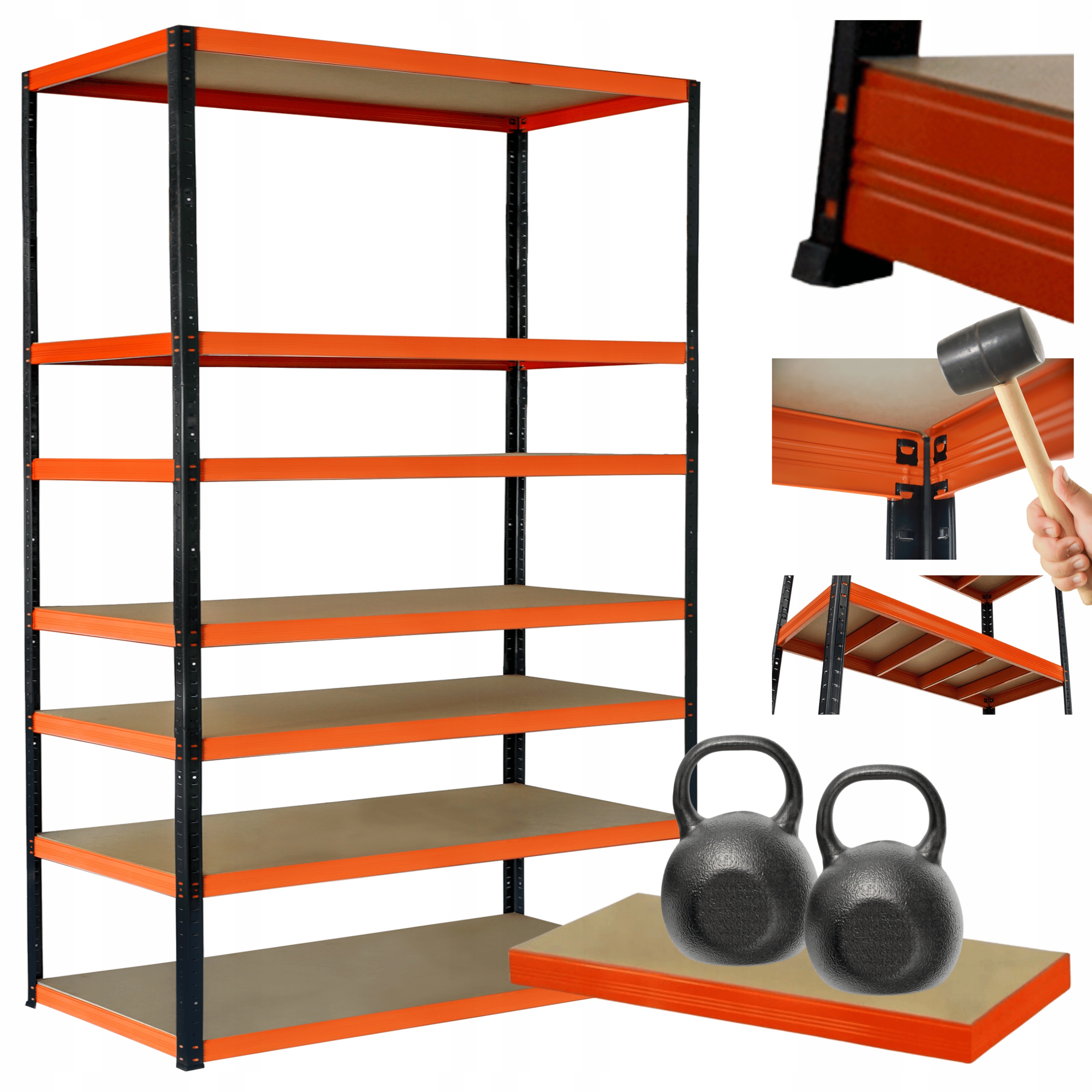 Regał metalowy magazynowy stojak Helios 270x180x50cm 7Px275kg Szeroki Mocny