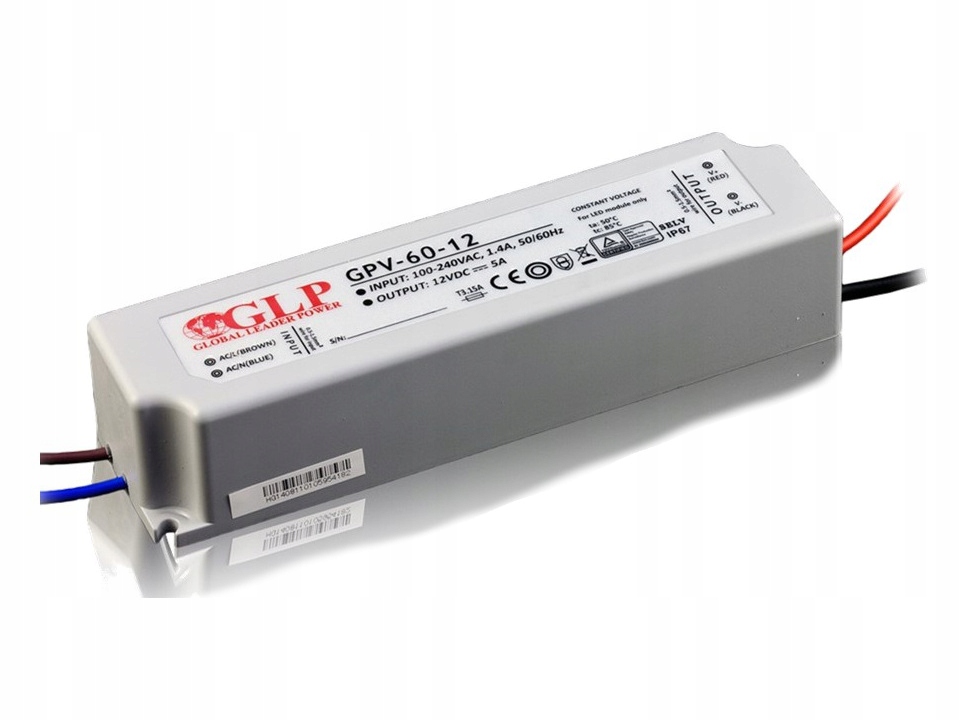 

Zasilacz Led Glp 60W 12V DC 5,0A IP67 taśma pasek