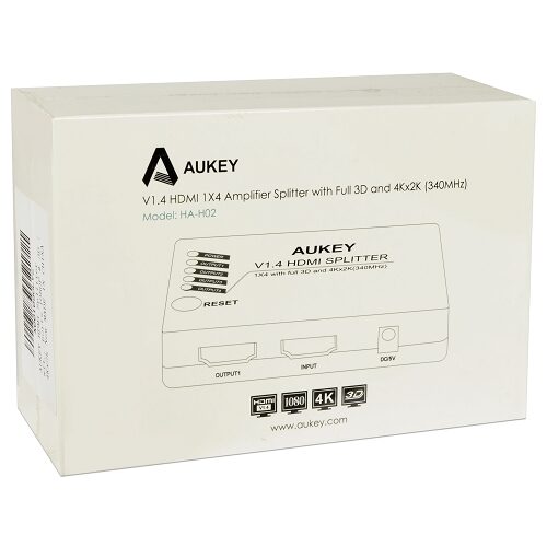 AUKEY HA-H02 1x4 HDMI Amplifier Splitter V1.4 Manufacturer Code HA-H02