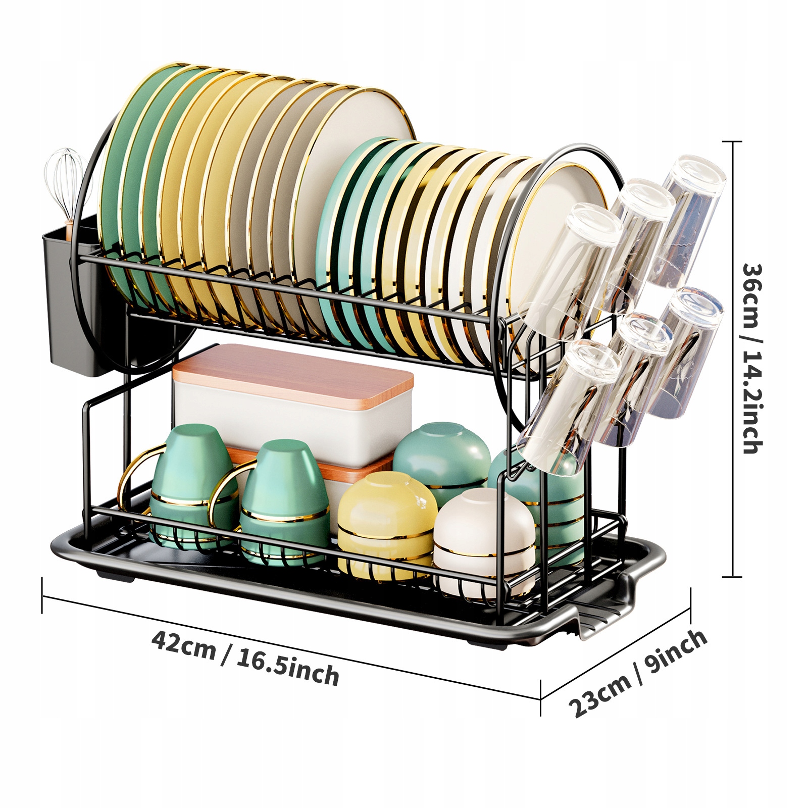 SUSZARKA DO NACZYŃ STOJĄCA DWUPOZIOMOWA OCIEKACZ TALERZE Z TACKĄ Kod producenta 2-poziomowy ociekacz do naczyń suszarka