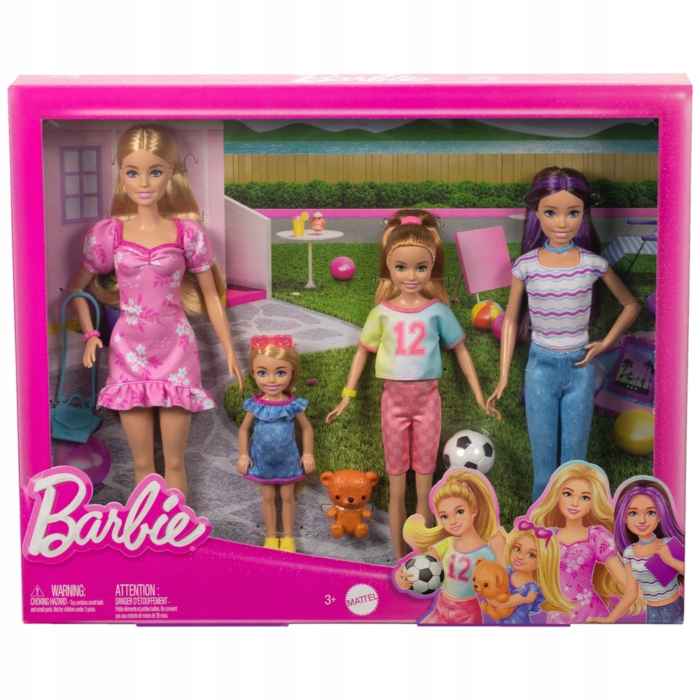 Barbie HWJ01 Zestaw 4 lalki Barbie i Siostry Skipper Stacie Chelsea