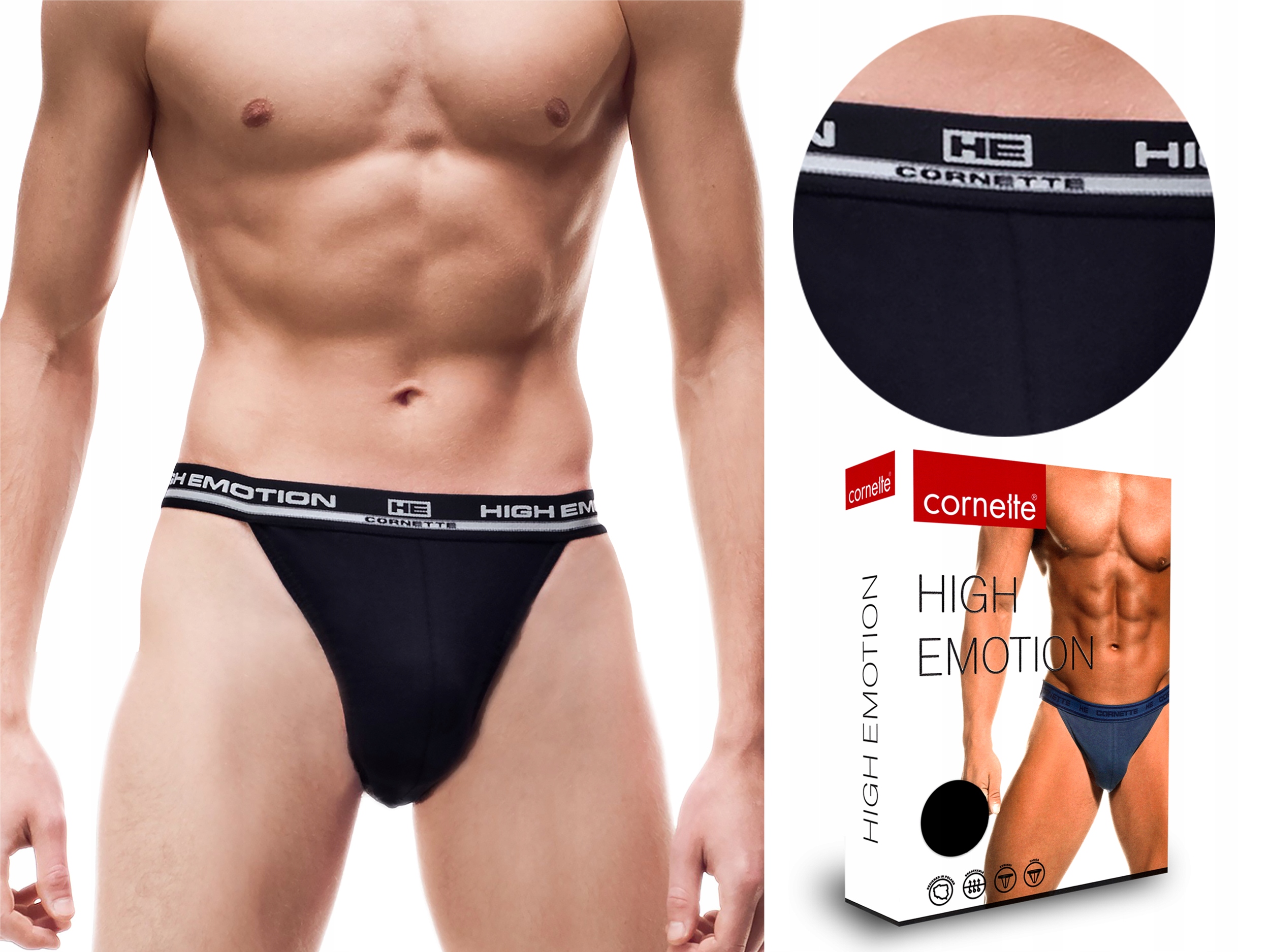 

Stringi męskie Cornette High Emotion, czarne, XL