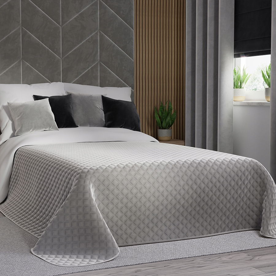 Velvi Přehoz na postel, 220x240 cm, barva 020 šedá VELVI0/NAP/020/220240/1