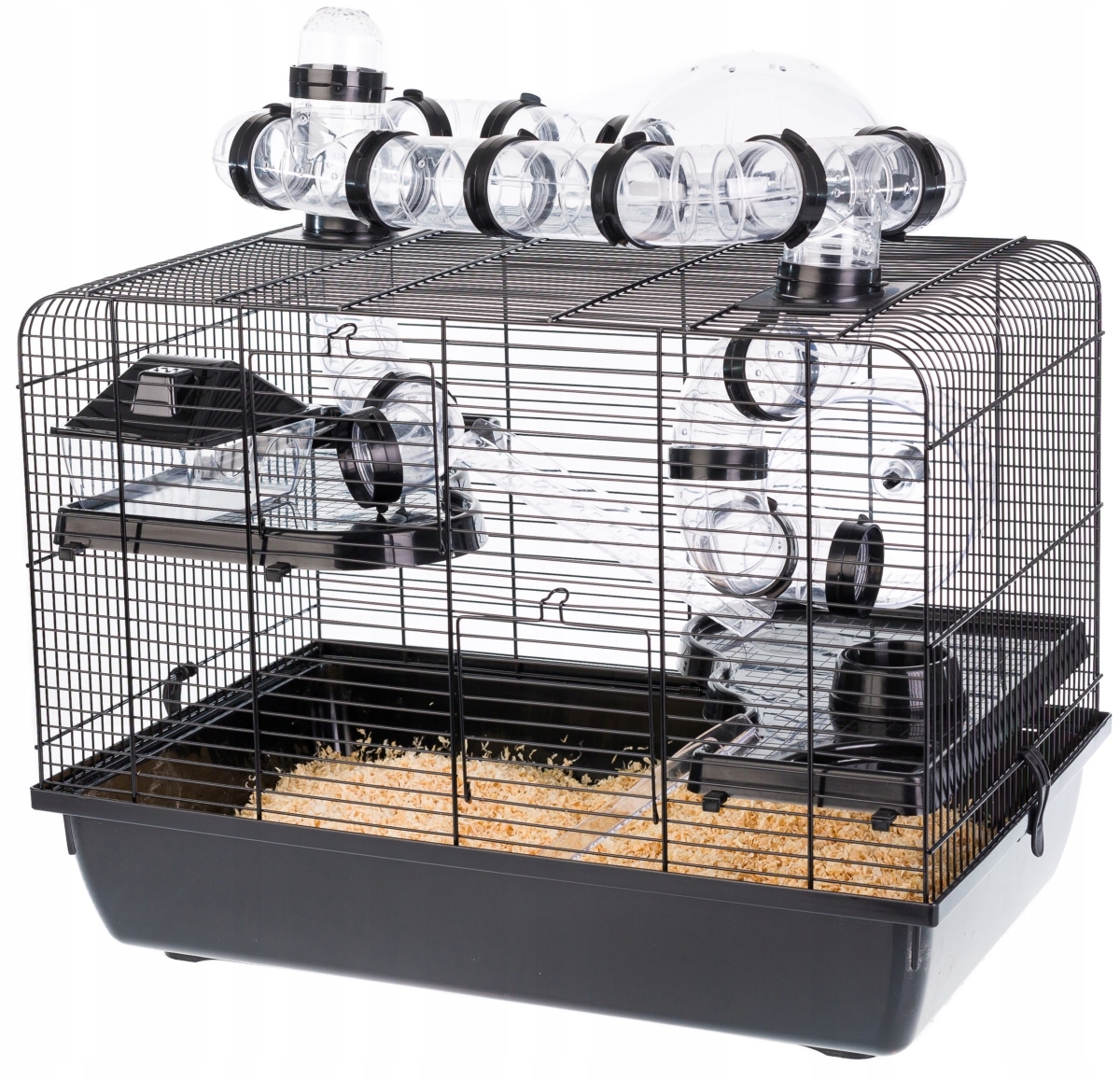 Duża klatka dla chomika gryzoni tunel kołowrotek taras domek Galaxy czarna