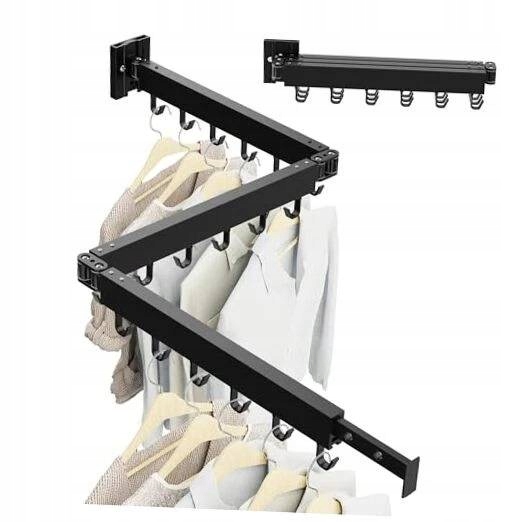 Věšák na oblečení Prádlo Šedá tyč na zeď Skládací organizér 120 cm