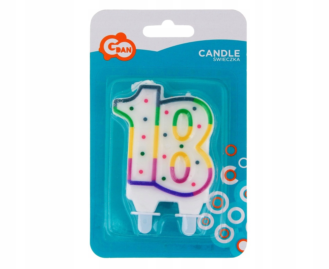 świeczka cyferka z kropeczkami 8cm ''18'' PF-SCK18 — 3