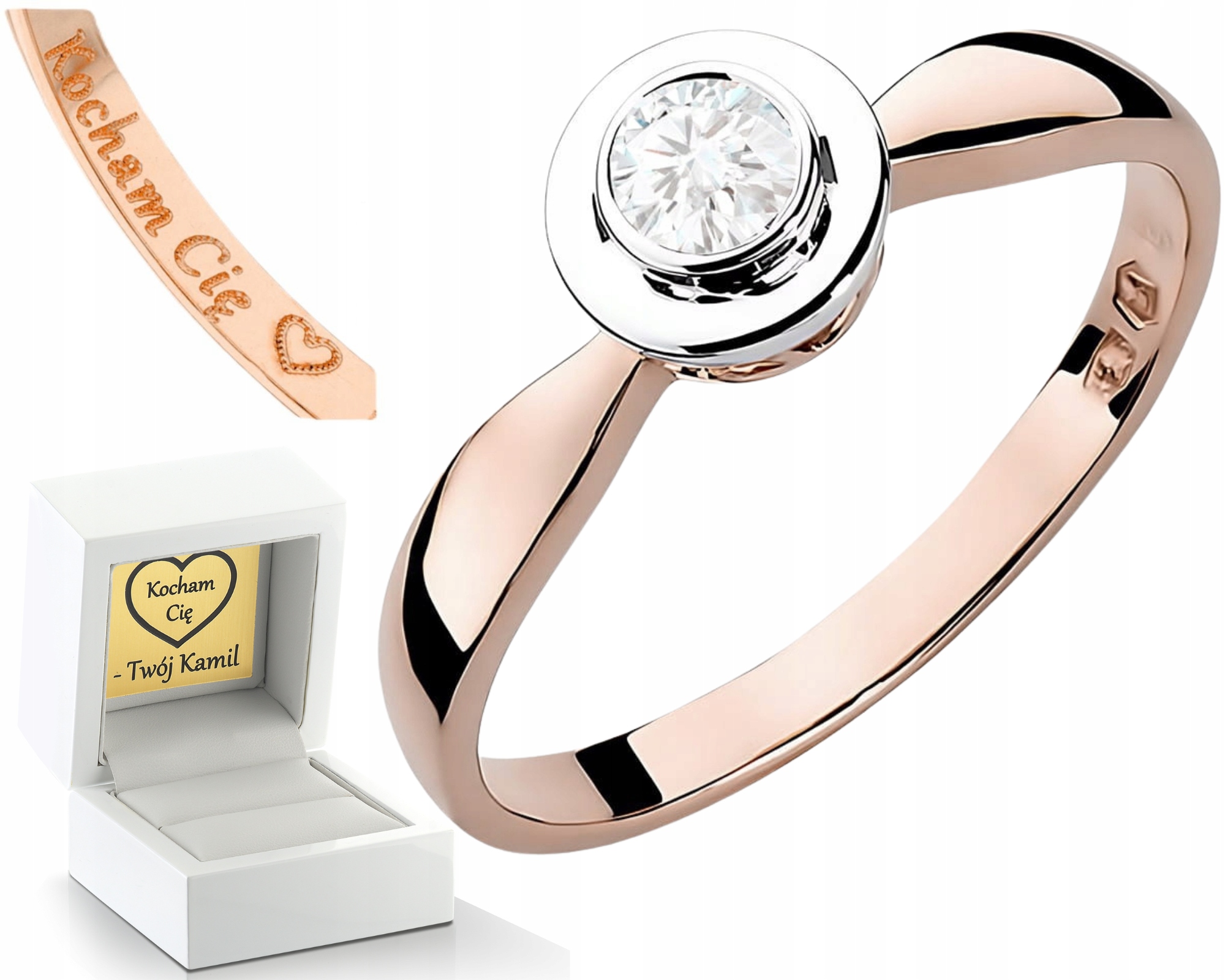 Růžové Zlato Prstýnek S Briliantem Lab Zlato 585 Dárek Gravírování