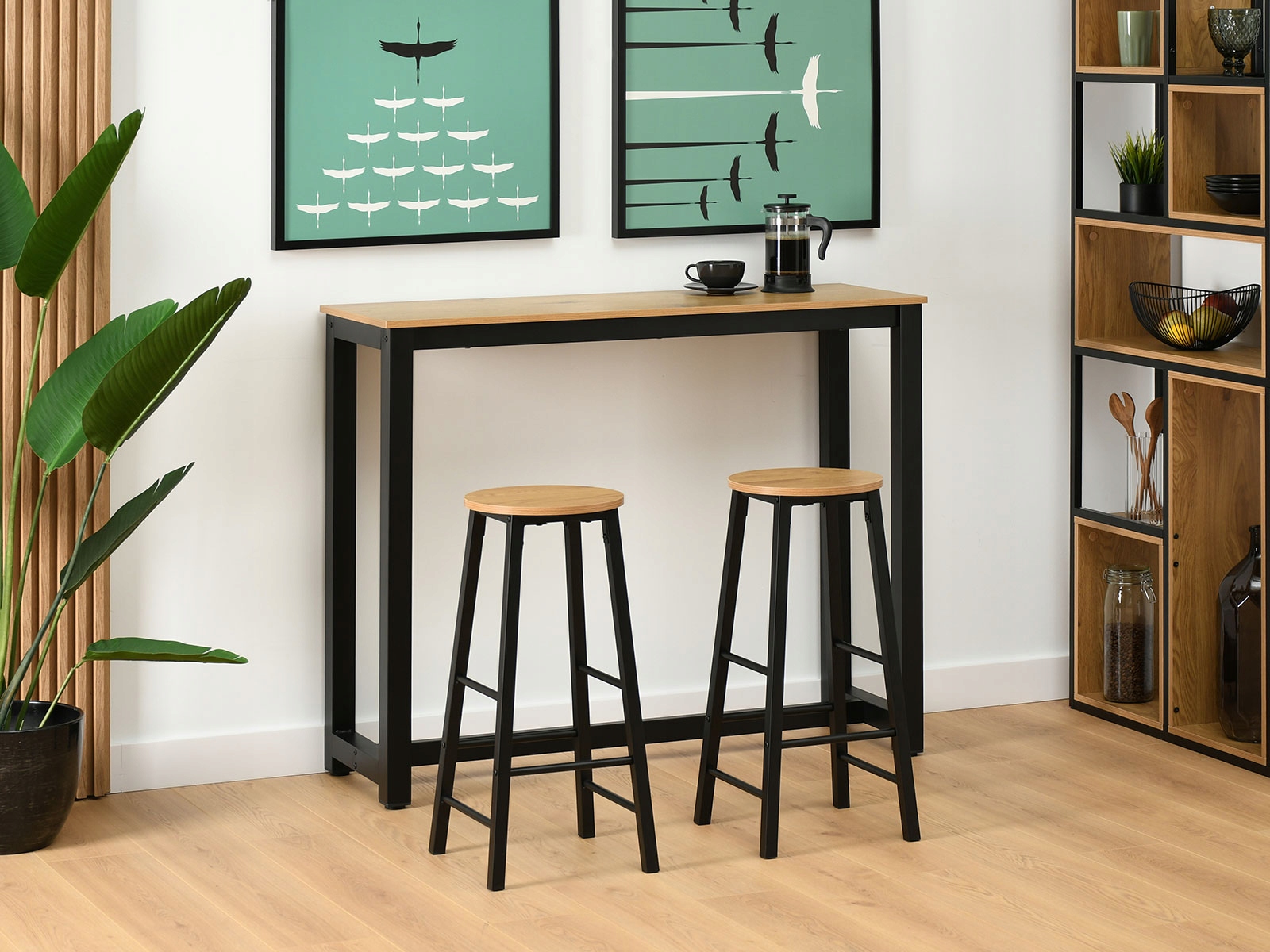 STYLOWA WYSPA KUCHENNA Z DWOMA HOKERAMI REMI DĄB PODSTAWA METALOWA CZARNY EAN (GTIN) 5907698688945