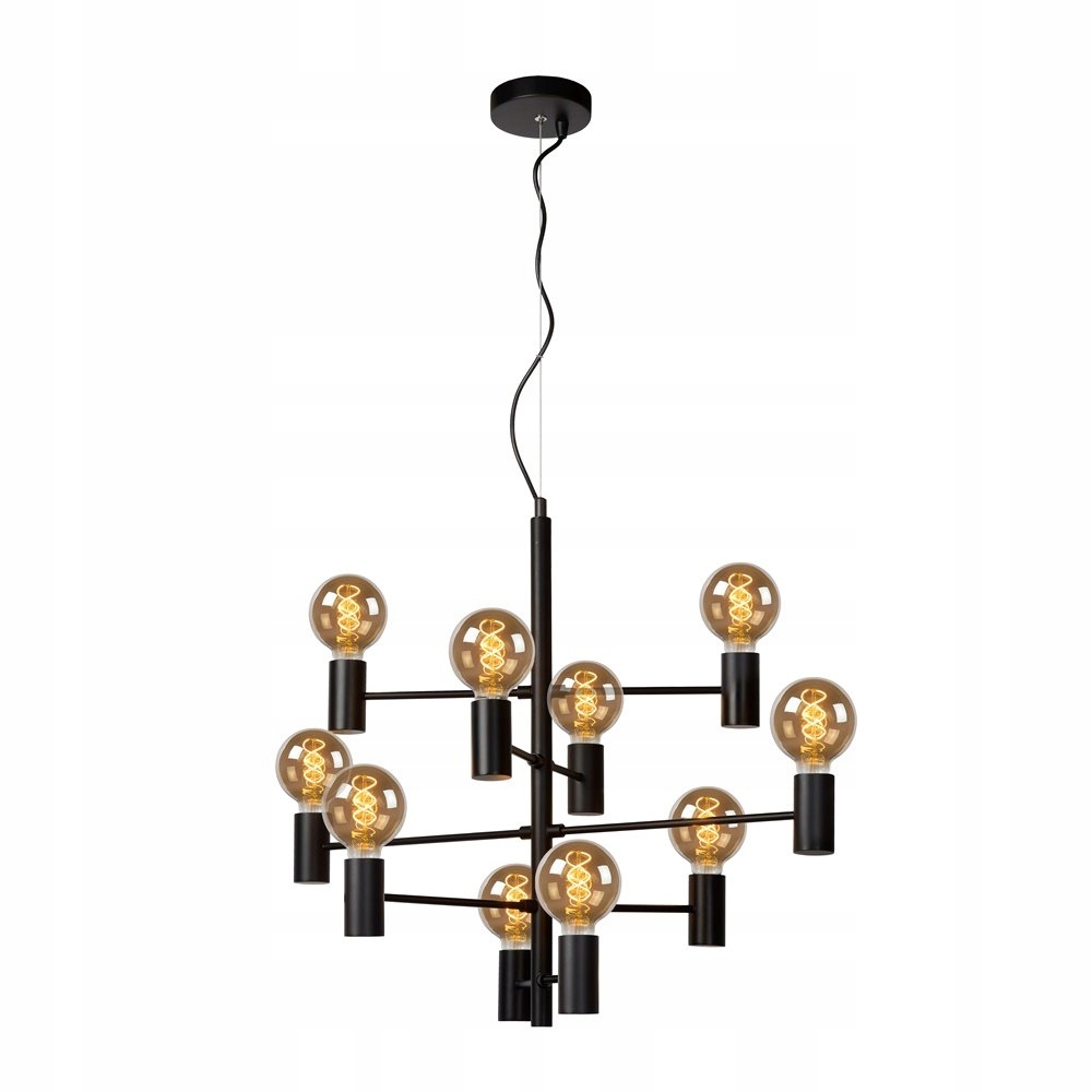 Čierna závesná lampa Leanne s teplým leskom nad stôl 10/30/Lucide