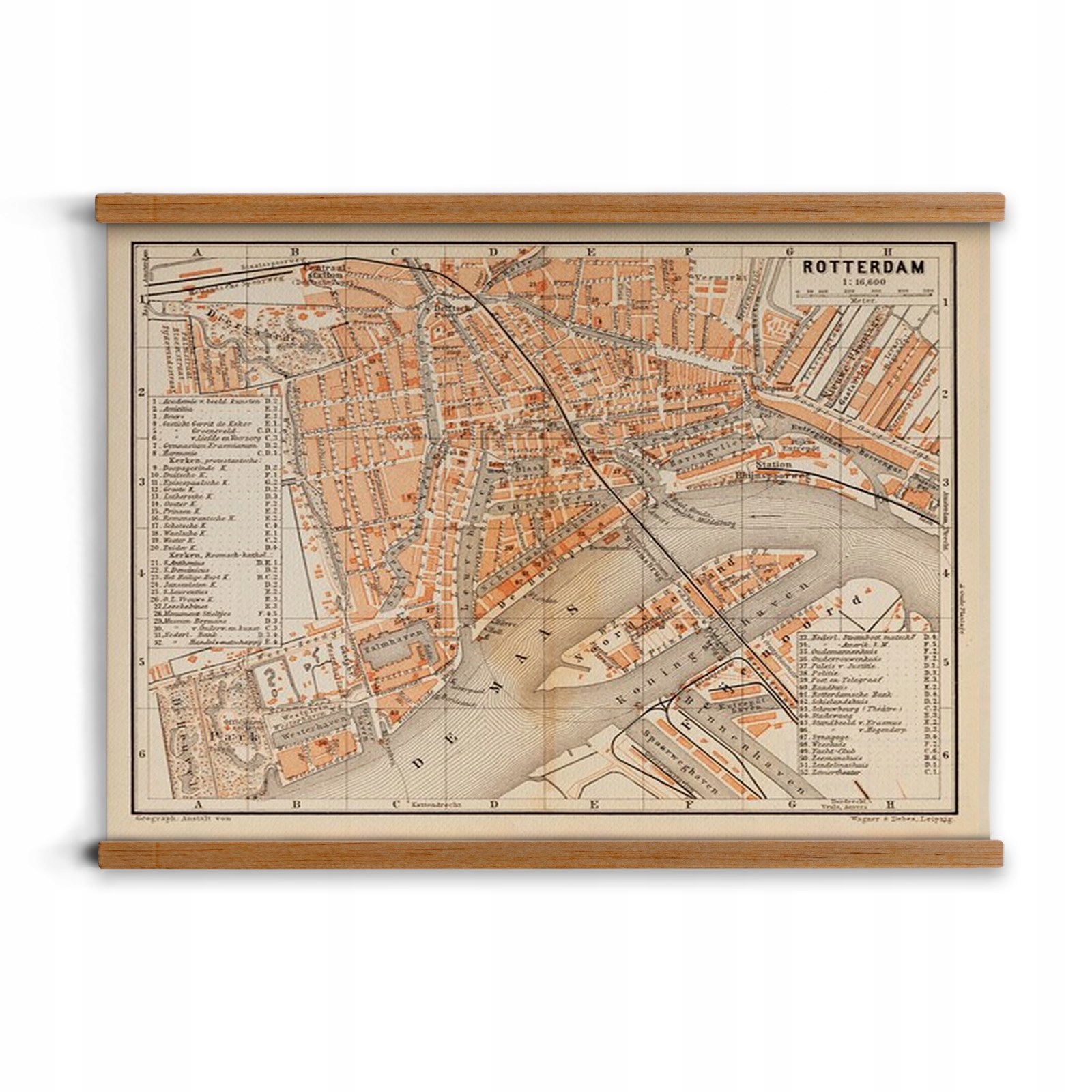 grafika s rámečkem A2 Rotterdam stará mapa dekorace