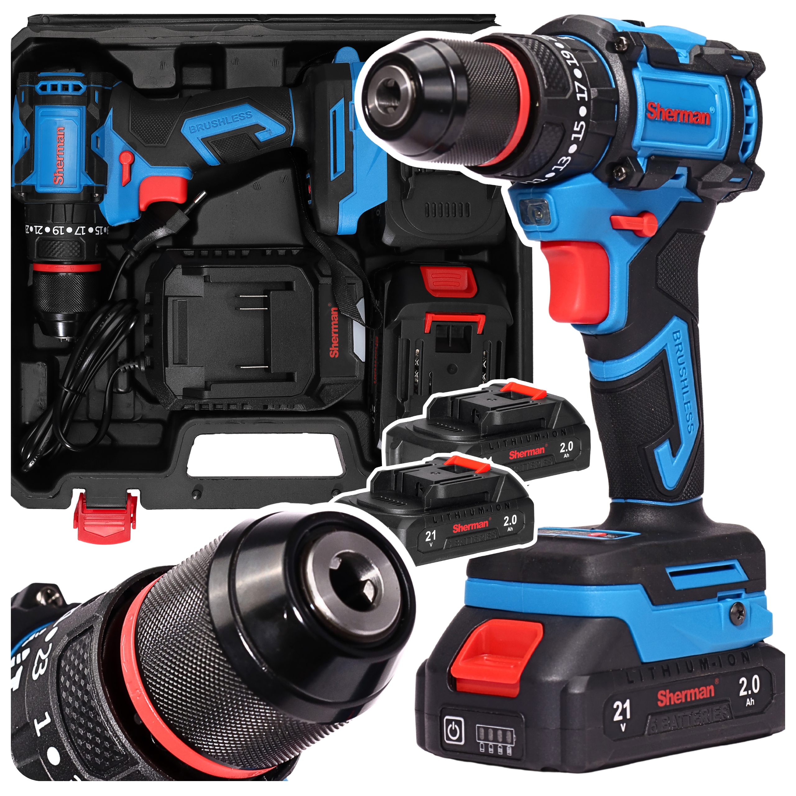 Wkrętarka Akumulatorowa z Udarem ET-102 Sherman Zestaw Walizka 2x Aku