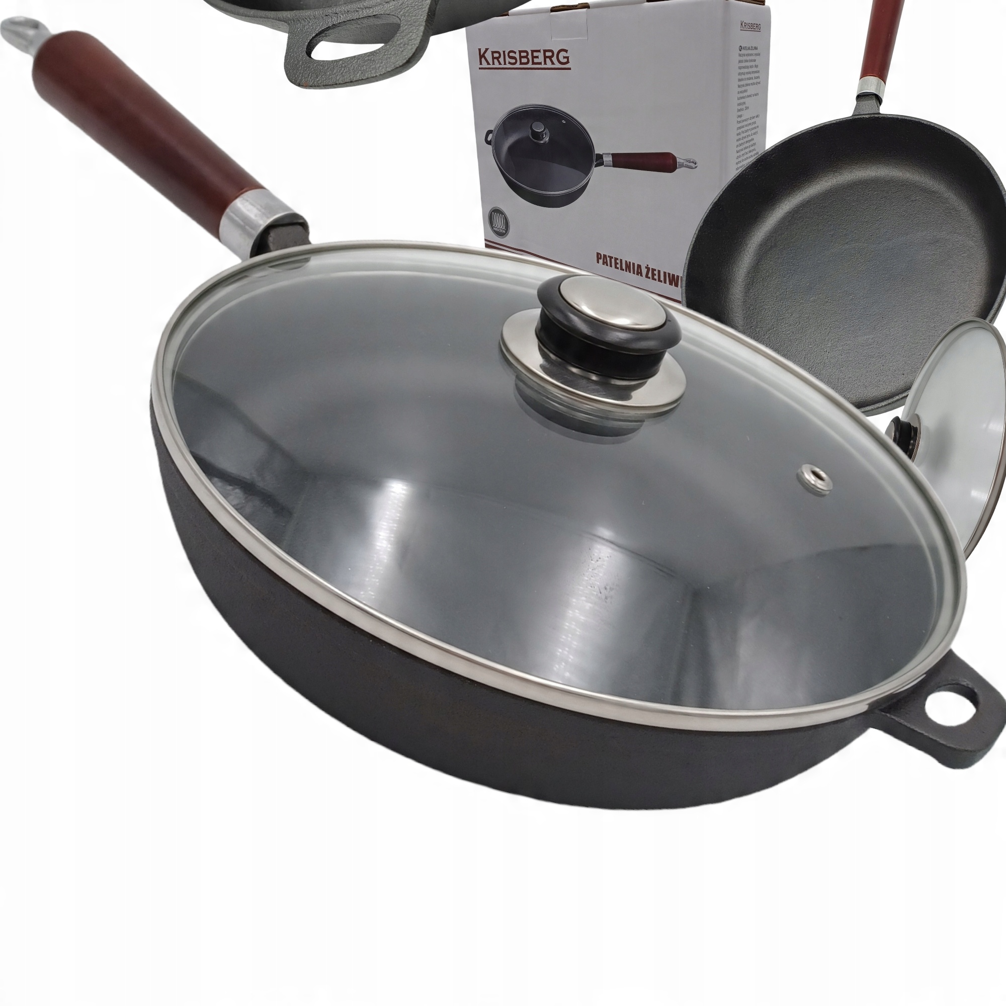 

Patelnia 26 cm Żeliwna Głęboka z Pokrywką Ciężka