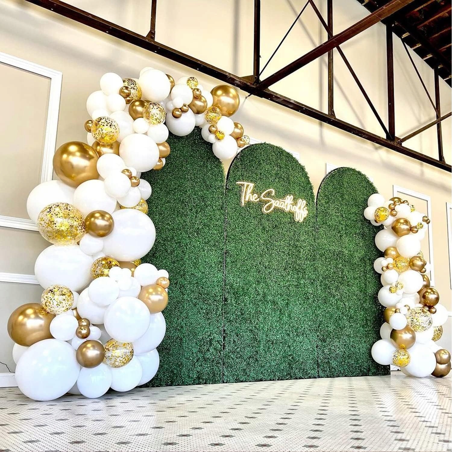 GIRLANDA BALONOWA BALONY BIAŁO ZŁOTA BIAŁA ROCZEK CHRZEST KOMUNIĘ URODZINY Marka Extra Party