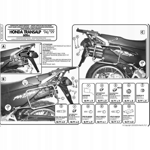Rám Bočných Kufrov Monokey Honda XL 600V Transalp `94-99