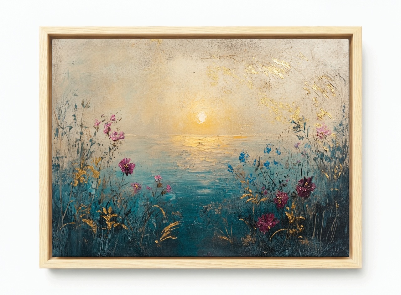 Obraz Rám Americká Krajina Voda Moře Pobřeží Květiny Slunce 60x40