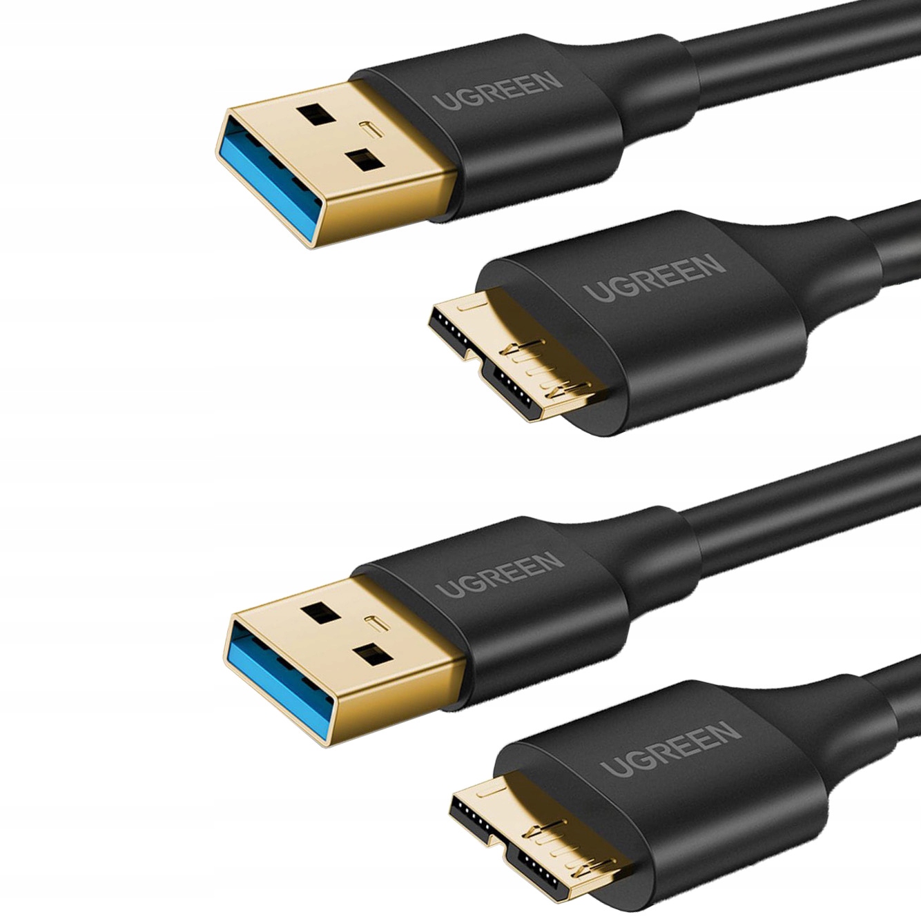 2× Kabel Ugreen US130 10841 USB-A 3.0 - micro USB-B 1m - czarny