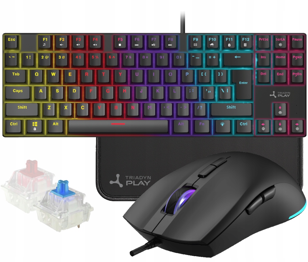 Herní Set Mechanická Klávesnice Rgb BlueSW Myš Podložka