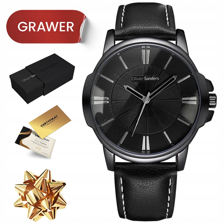 Kožené Pánské Hodinky Černá Kůže Na Opasku Dárek Pro Tátu Přítele