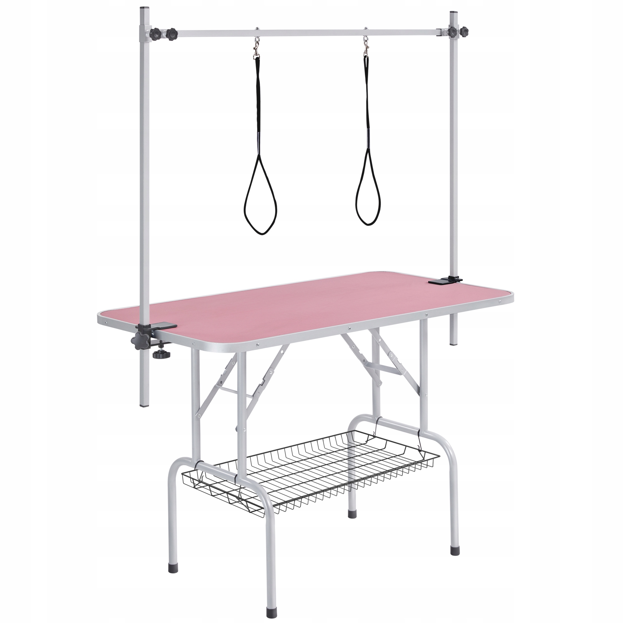 Yaheetech Stół Groomerski Składany do Strzyżenia Psów 118x60x177 cm, Różowy