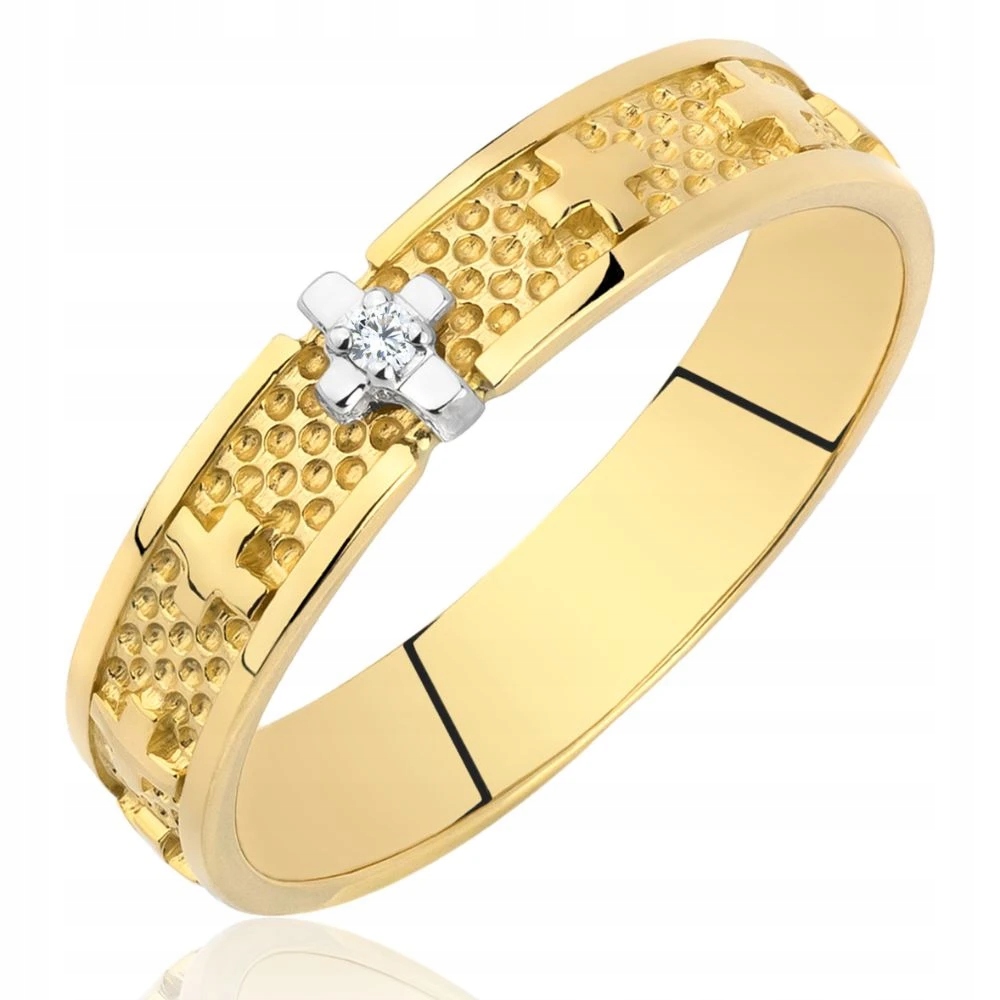 Růženec Na Prst Široký Prsten Zlato 585 Bílý Masivní Kříž VEL.16