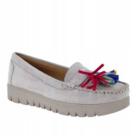 Szare mokasyny damskie zamszu na platformie r.38