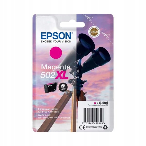 Originální inkoust Magenta Epson 502XL (T02W3, C13T02W34010)