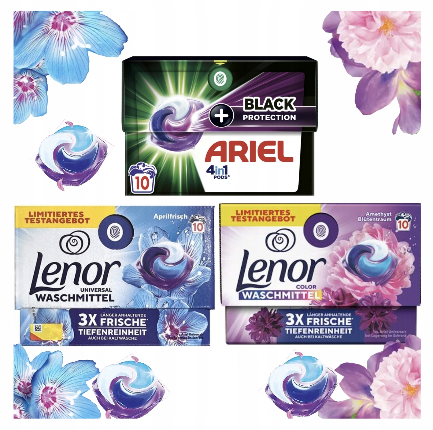Levně Sada Lenor Ariel Kapsle Na Praní 3 X 10 Praní S De