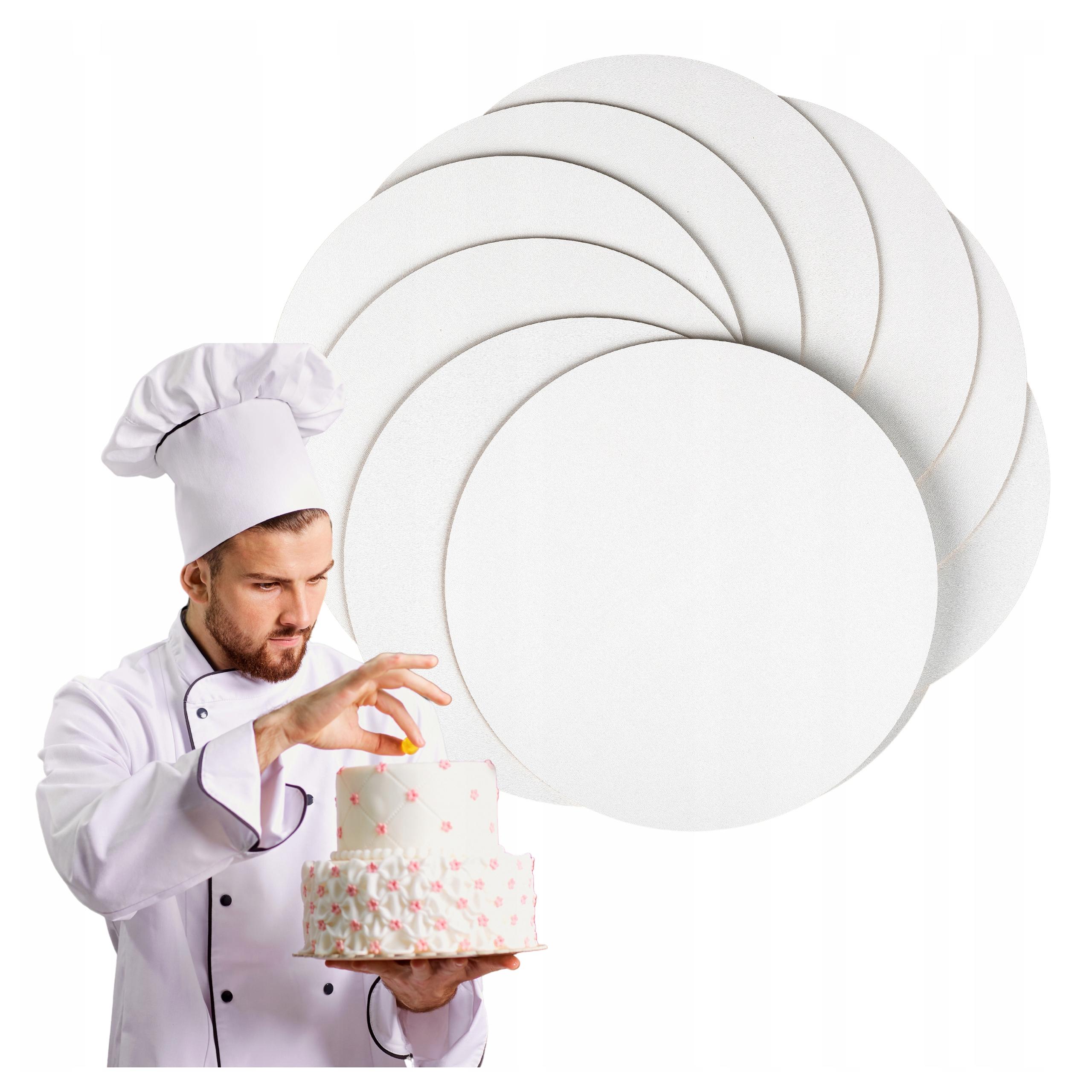 Podkład Pod Tort 34 cm Okrągły 20SZT 3mm Sztywna Podstawka Do Ciast Z Hdf