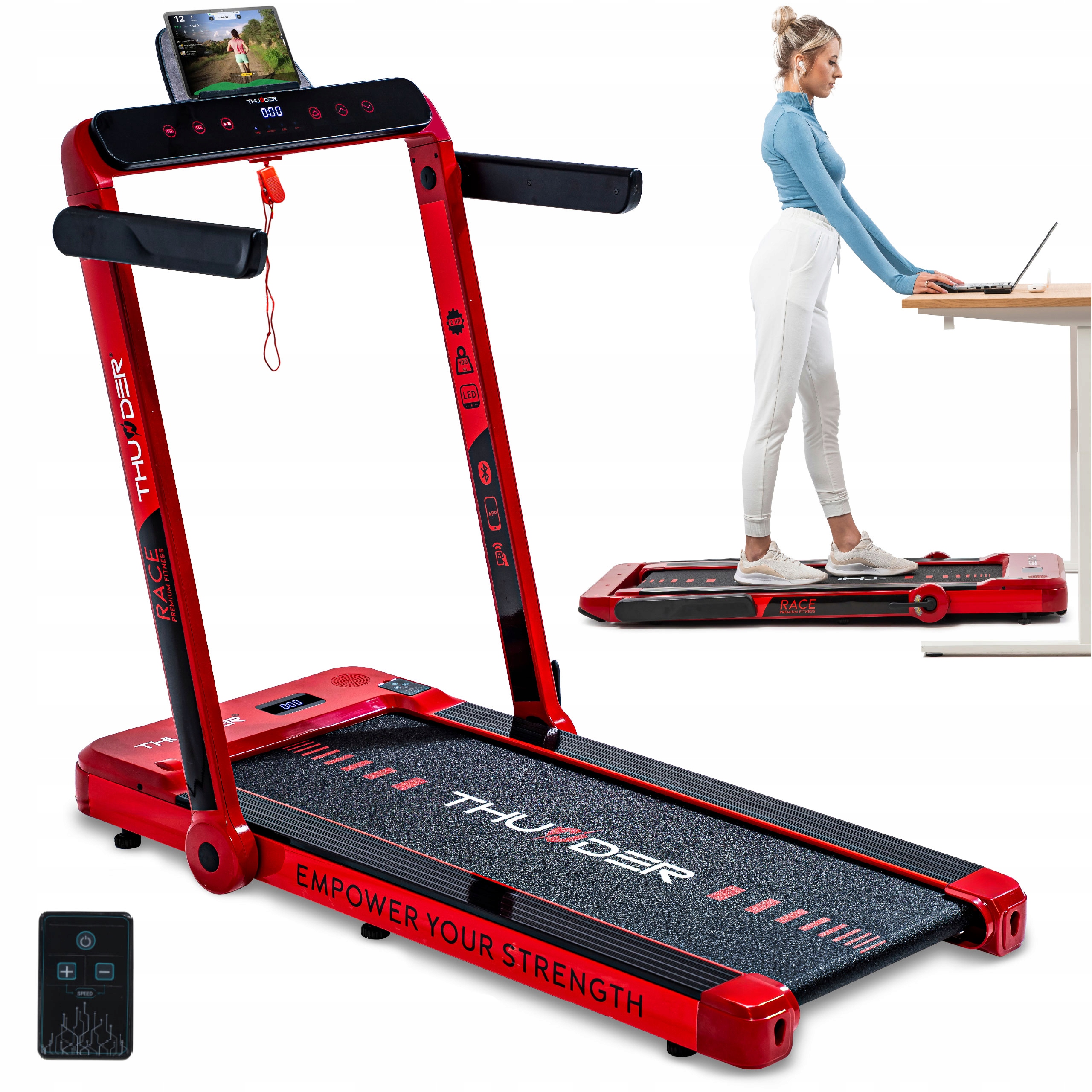 Bieżnia Elektryczna Domowa Składana Pod Biurko Do Chodzenia Race-red Fit