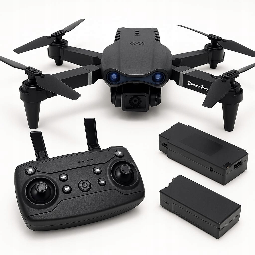 Dron E99 Pro 4K Hd WiFi Etui 2 Kamery Led 3 Baterie Akumulatory 200m