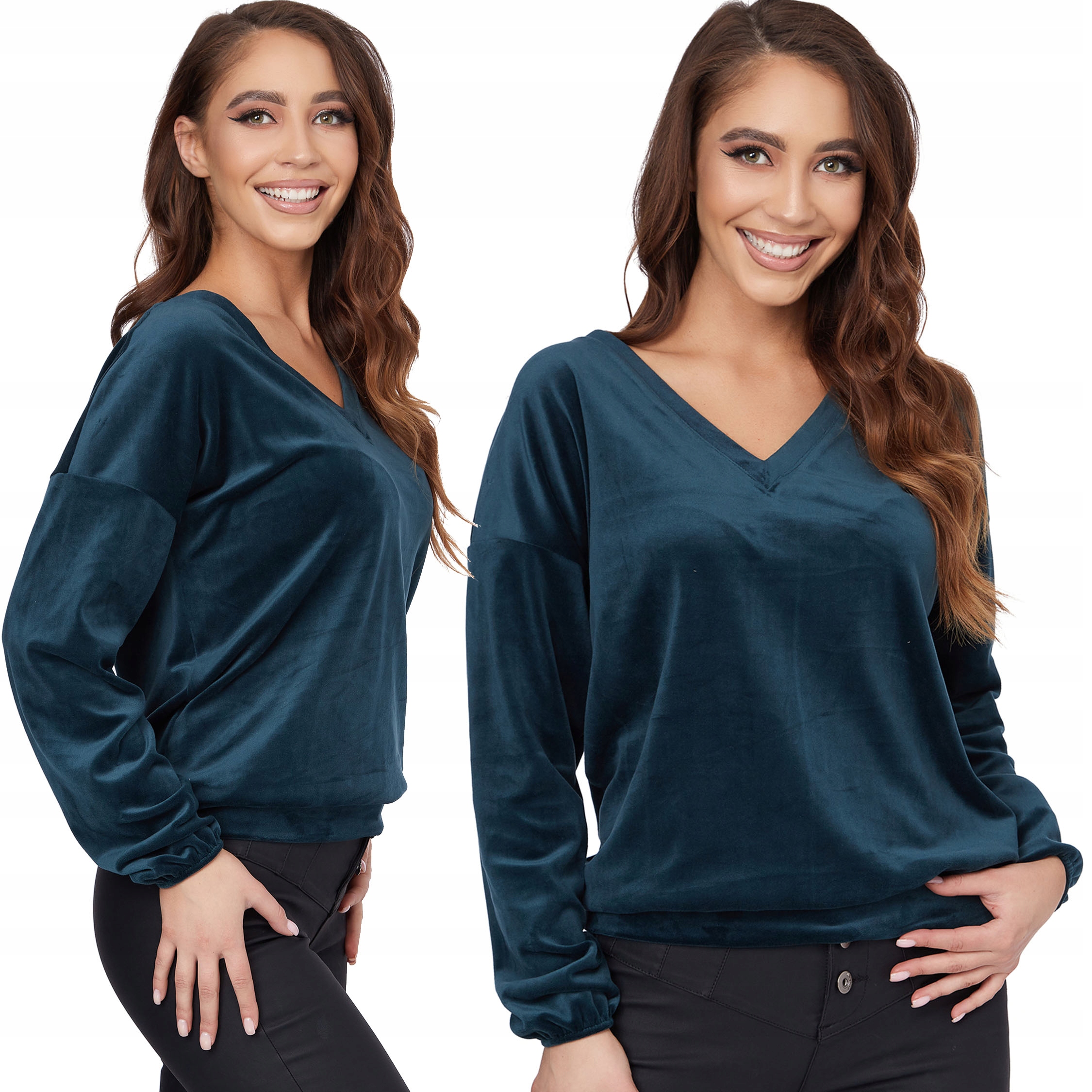 

032_ XXL/44 _welurowa Bluzka ,bluza W Serek