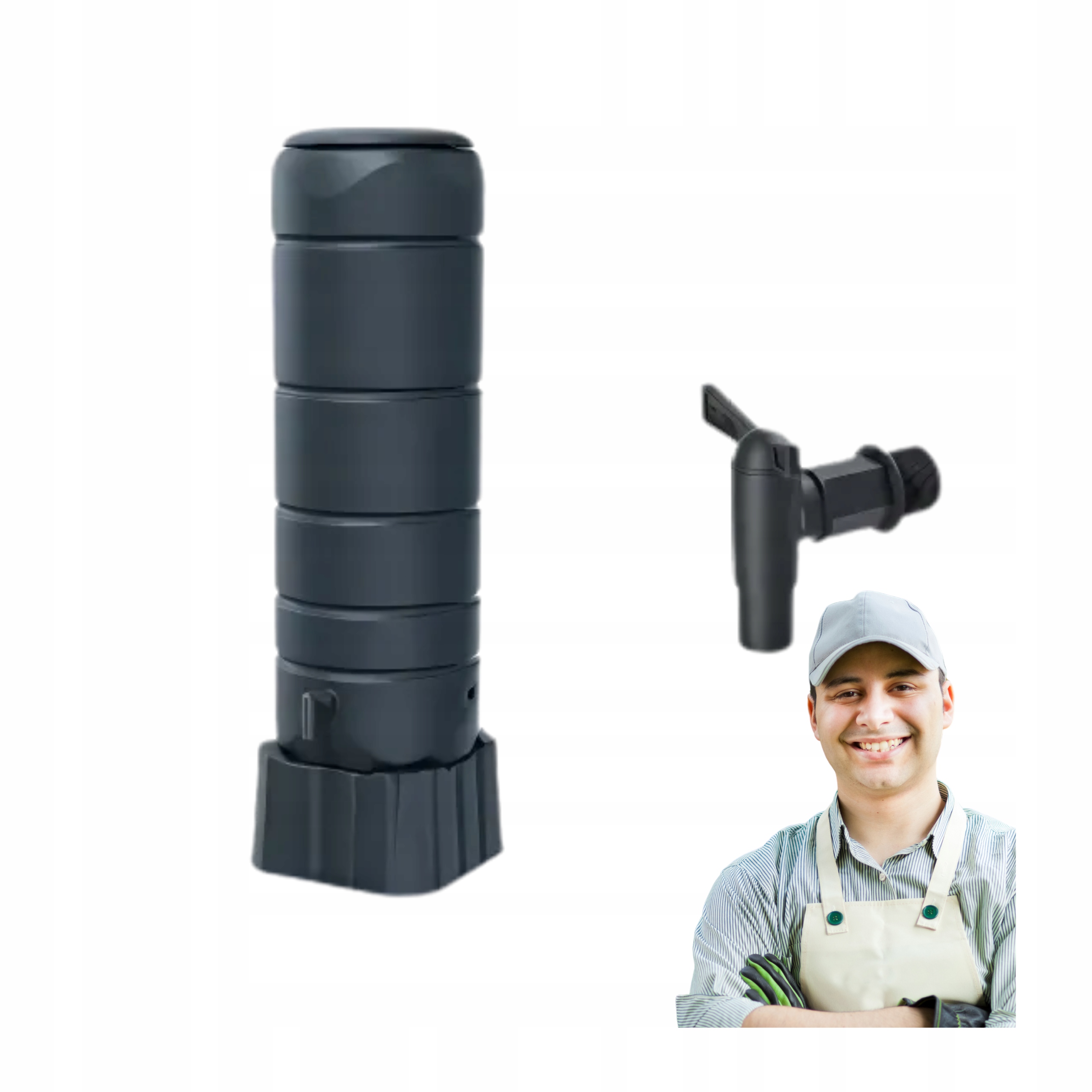 Zbiornik na wodę deszczową Vuelta 110l antracytowy stylowy trwały eko