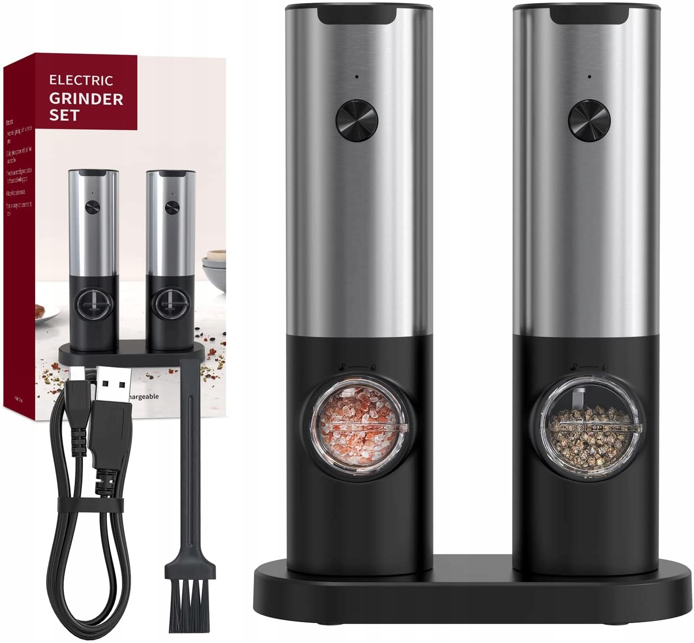 Elektrický Mlýnek A Sada Na Pepř, Sůl, Koření