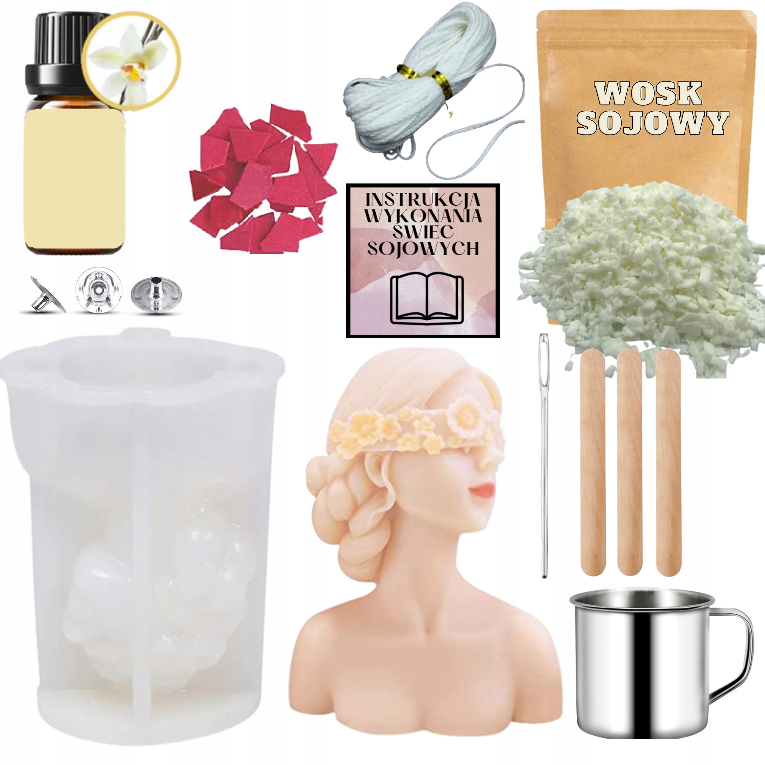FORMA SILIKONOWA DO ŚWIEC ZESTAW DIY WOSK SOJOWY