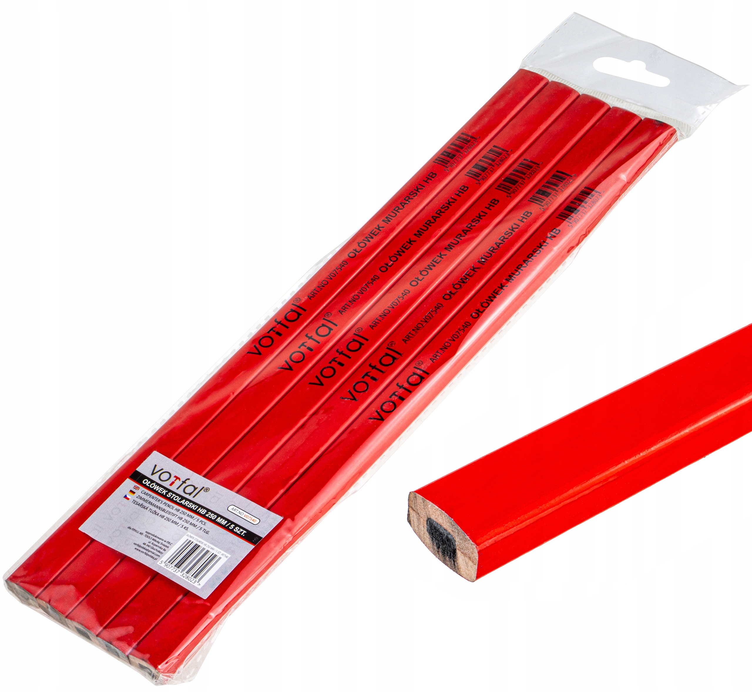

Ołówek Stolarski Ciesielski Czerwony Hb 5 Sztuk