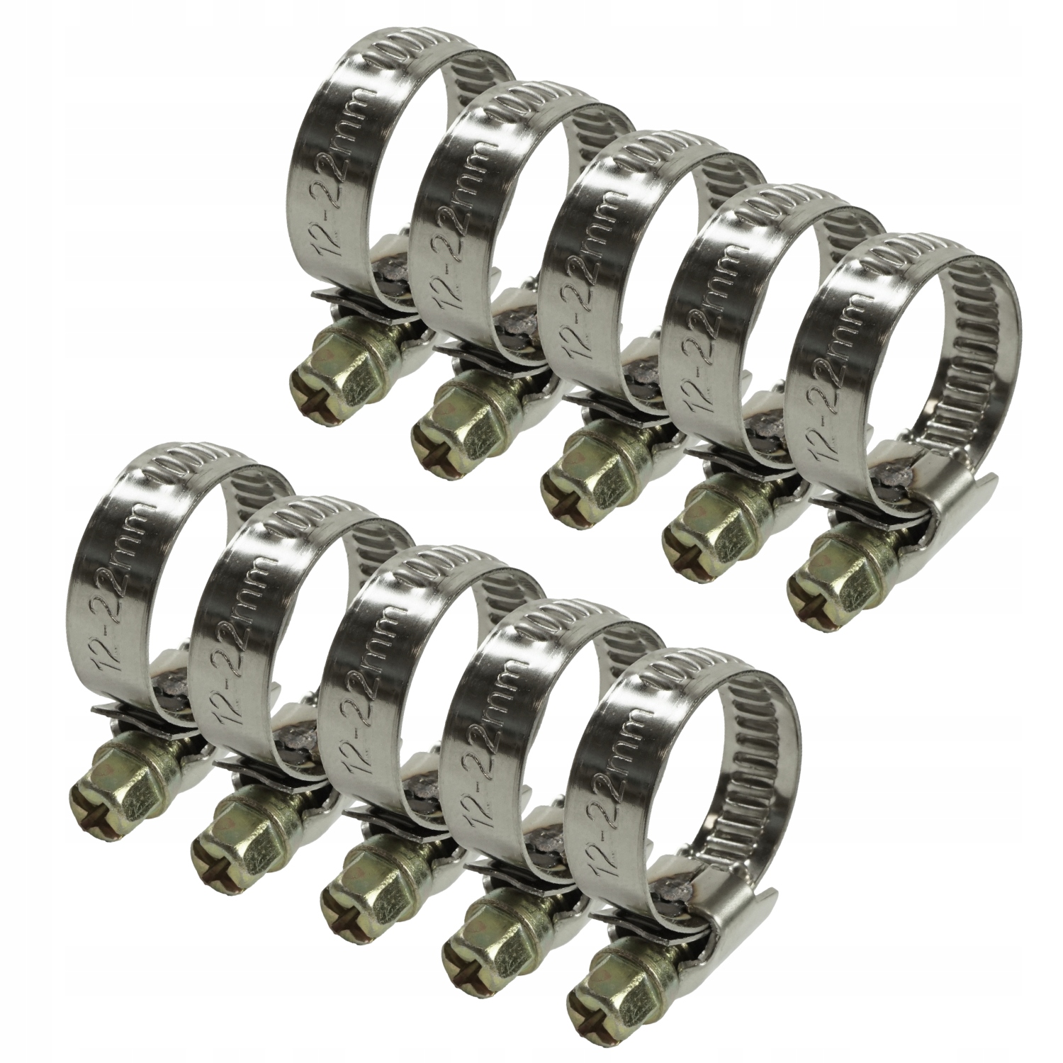 Opaska zaciskowa ślimakowa 12-22mm, nierdzewna, opaski wersja De, 10 sztuk