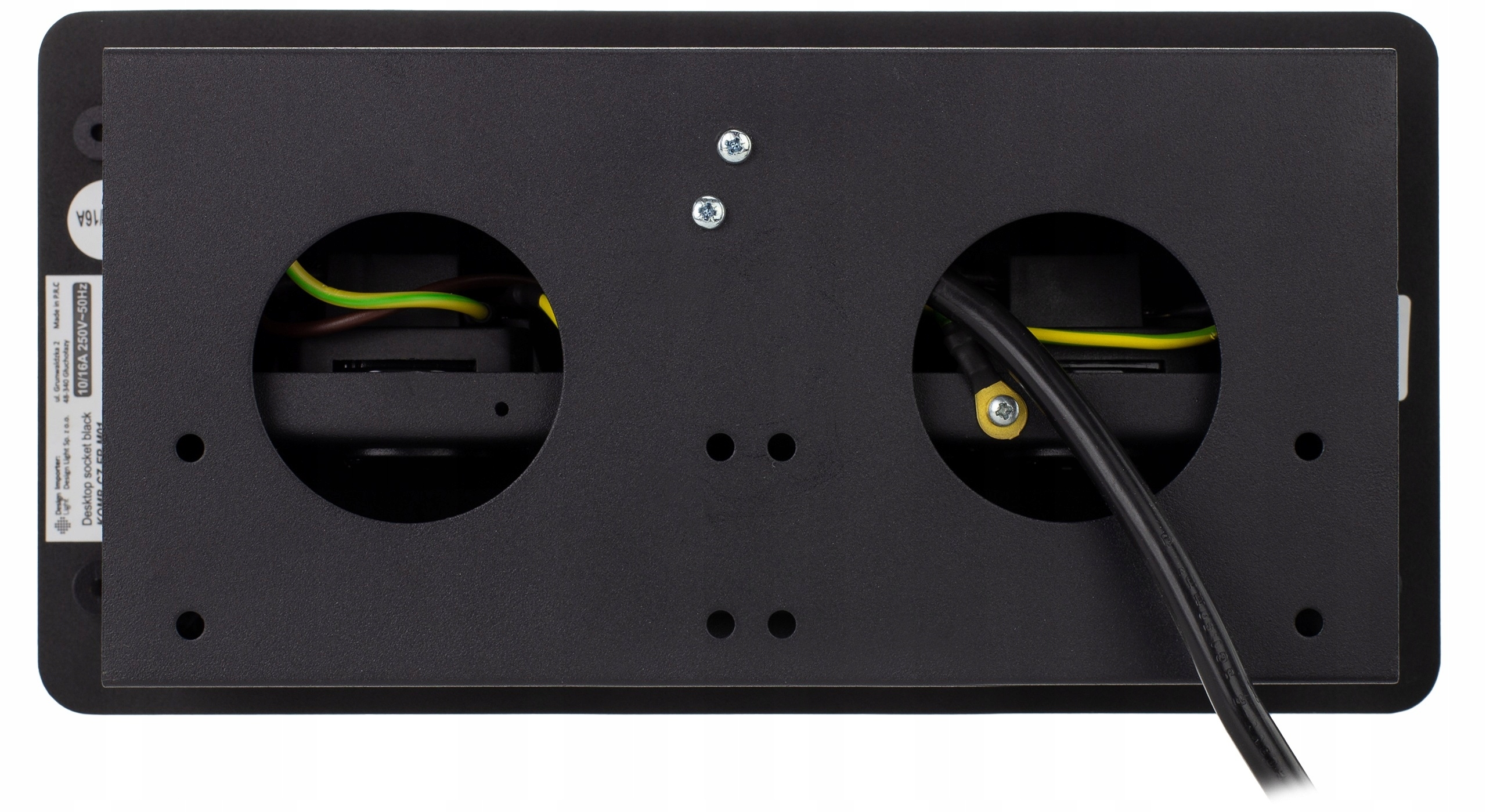 Gniazdo meblowe wpuszczane blat biurkowe 3x 230V Kolor czarny