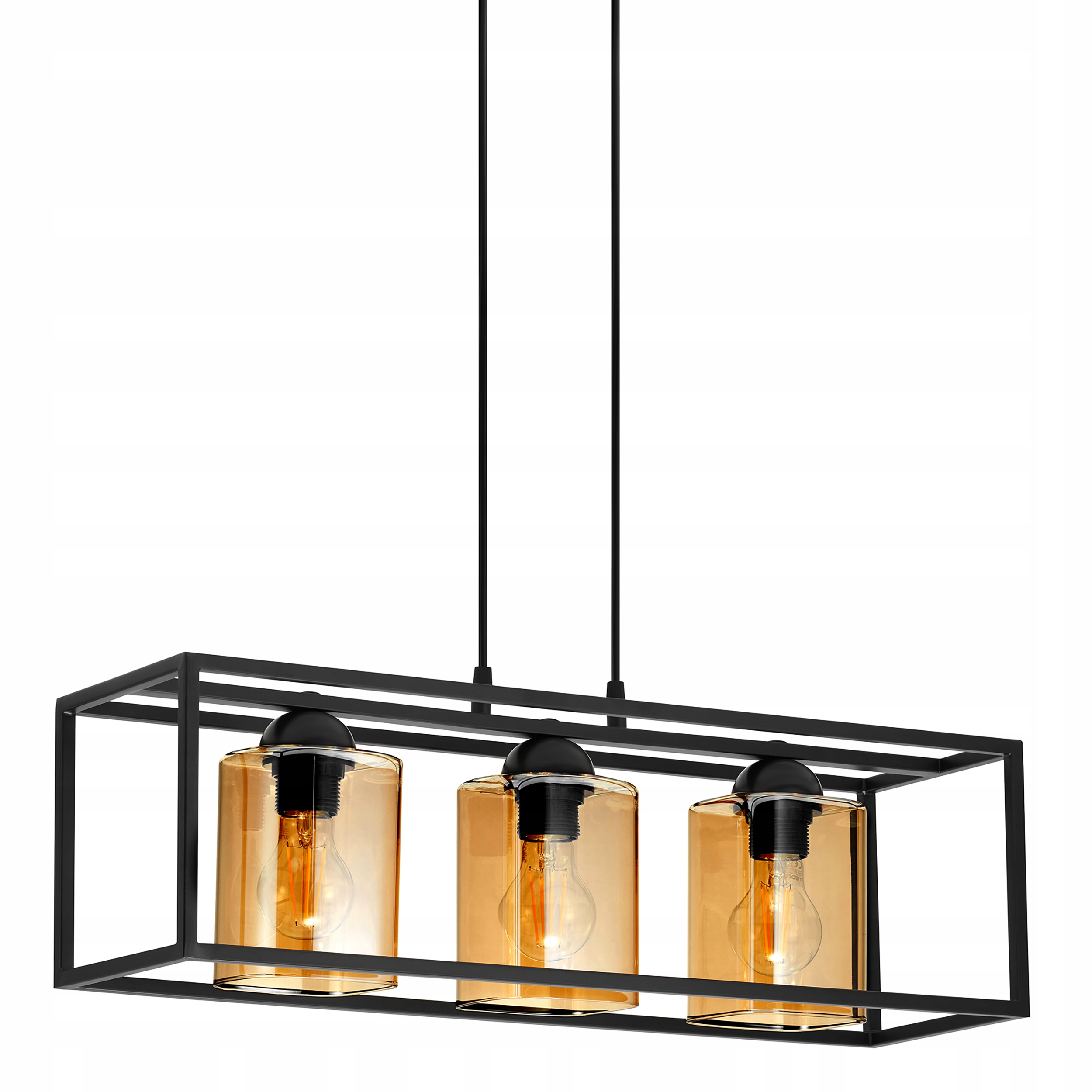 

Lampa Sufitowa Wisząca Żyrandol Czarna 3xE27