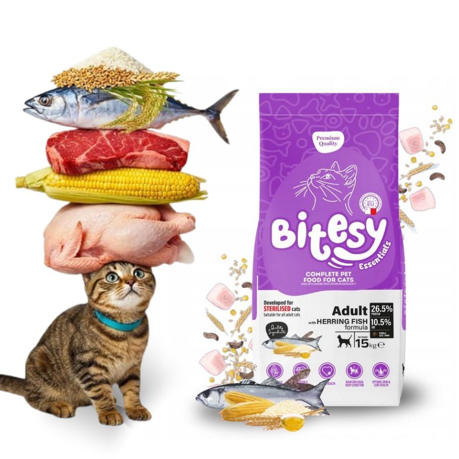Bitesy Karma sucha dla kotów sterylizowanych Śledź Ryba Witaminy 15kg