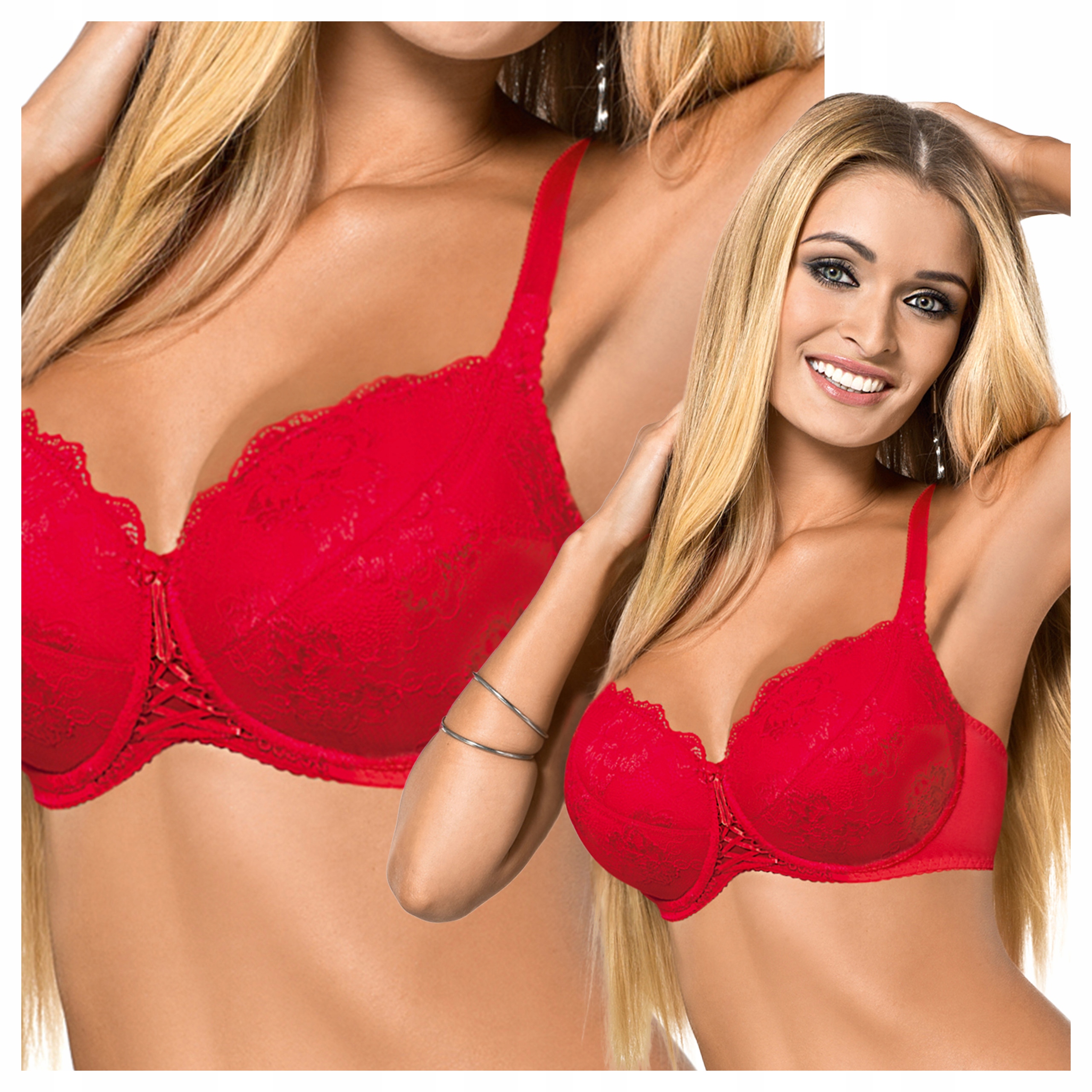 Korunková podprsenka Push-Up Vyztužená pro ženy Cleo II Červená 90E
