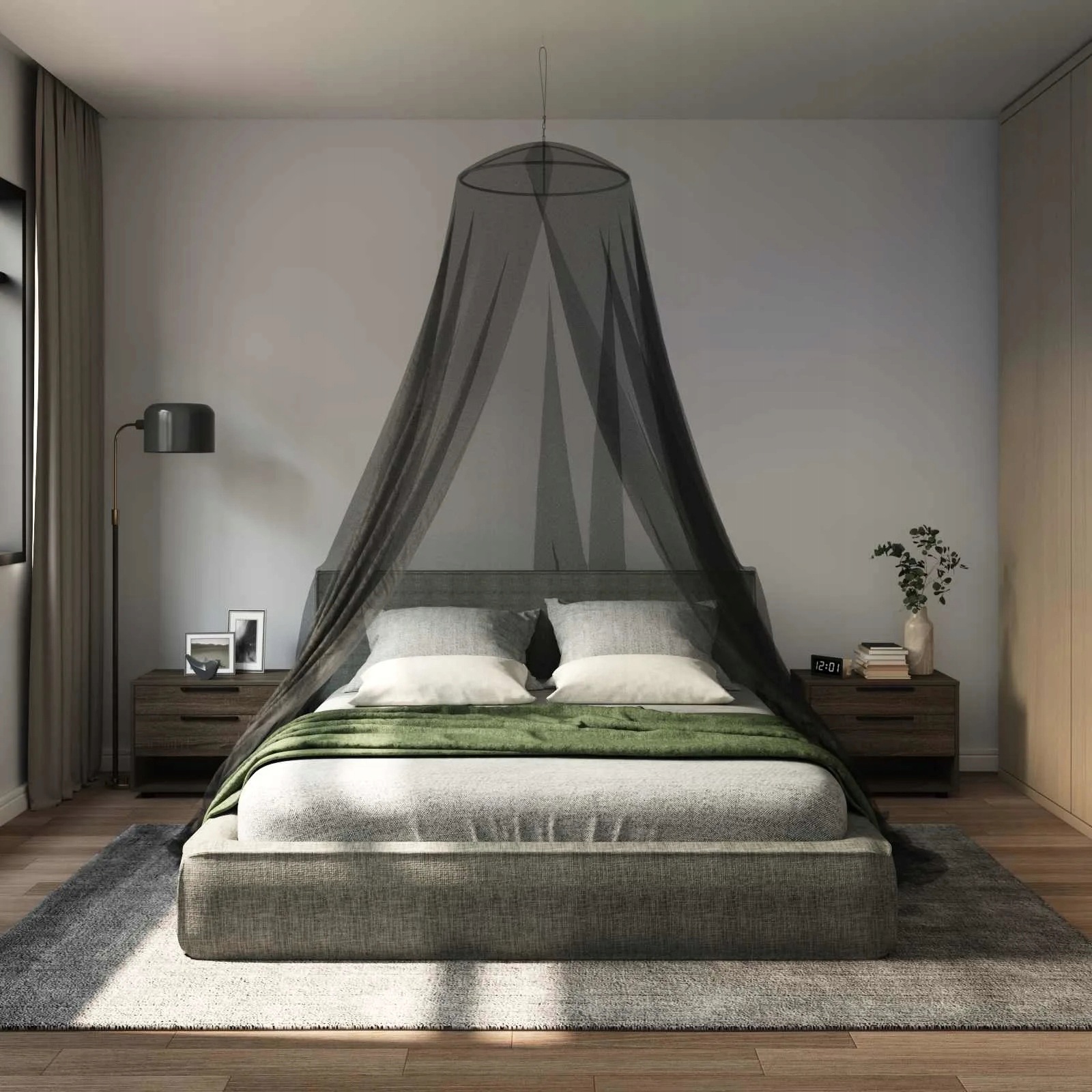 vidaXL Moskytiéra na postel 3 pcs 156 mesh Černá 56 x 220 cm